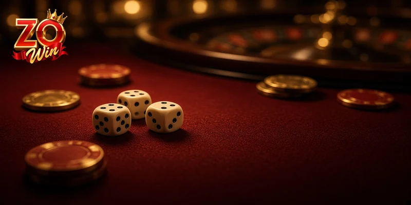 Tài xỉu Zowin: ba xúc xắc trên sảnh cổng game
